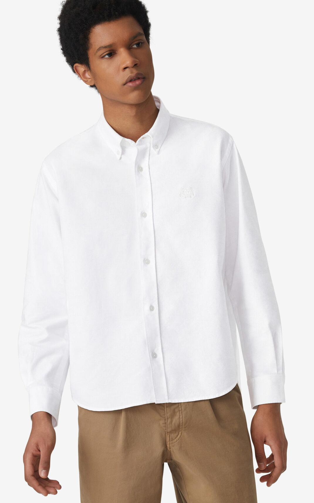 Camisas Kenzo Tiger Crest casual Masculino - Branco | 093PDBTSU